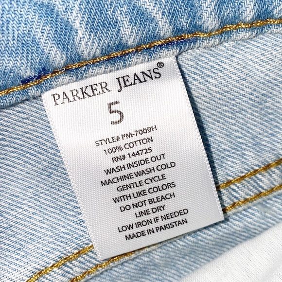 Parker Jeans Light Wash Distressed 100% Algodon High Rise Wide Leg Jeans - Picture 9 of 12